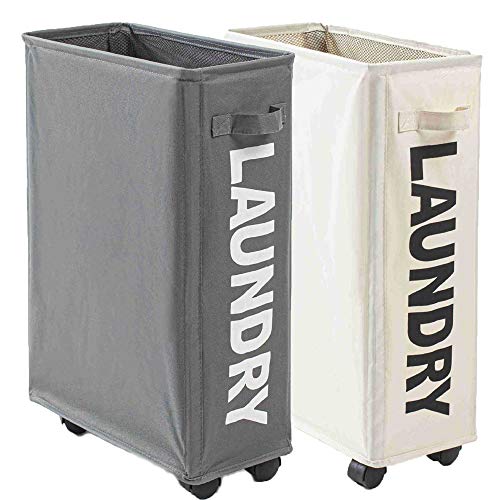 Nbrand - Cesto para la ropa sucia (plegable, 2 unidades), color gris y blanco