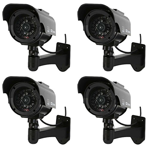 NONMON Cámara Falsa,4Pcs Dummy Cámara de Vigilancia Simulada con Energía Solar,LED Parpadeante Sistema CCTV Imitación,Seguridad Supervisión Protección para Interior Exterior Hogar Oficina NONMON Cámara Falsa,4Pcs Dummy Cámara de Vigilancia Simulada con Energía Solar,LED Parpadeante Sistema CCTV Imitación,Seguridad Supervisión Protección para Interior Exterior Hogar Oficina