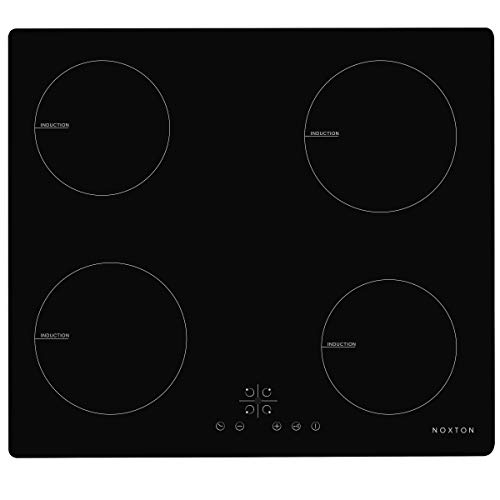 NOXTON 60cm Placas de Inducción 4 fuegos Vidrio negro Cocina eléctrica integrada de Domino con control táctil del sensor NOXTON 60cm Placas de Inducción 4 fuegos Vidrio negro Cocina eléctrica integrada de Domino con control táctil del sensor