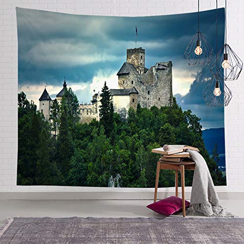 NSWMDSTD Tapiz para colgar en la pared, castillo en la parte superior de la colina, tapiz de pared hippie indio patrón étnico, para decoración del hogar, dormitorio, cabecero de cama, 200 cm x 150 cm