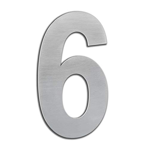 Numero de Casa Exterior, Portal o Garaje, 16 cm , Acero Inoxidable AISI 304, Instalación Adhesiva (Numero 6) Numero de Casa Exterior, Portal o Garaje, 16 cm , Acero Inoxidable AISI 304, Instalación Adhesiva (Numero 6)