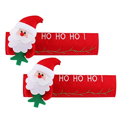 NUOBESTY 2 Piezas manijas de la Puerta del refrigerador Cubre Navidad Santa patrón manijas del refrigerador Cubre electrodomésticos de Cocina Cubre Rojo