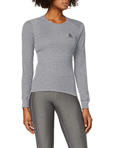 Odlo Bl Top Crew Neck L/S Active Warm Camiseta, Mujer, Grey Melange, S Odlo Bl Top Crew Neck L/S Active Warm Camiseta, Mujer, Grey Melange, S