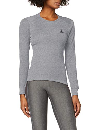 Odlo Bl Top Crew Neck L/S Active Warm Camiseta, Mujer, Grey Melange, S