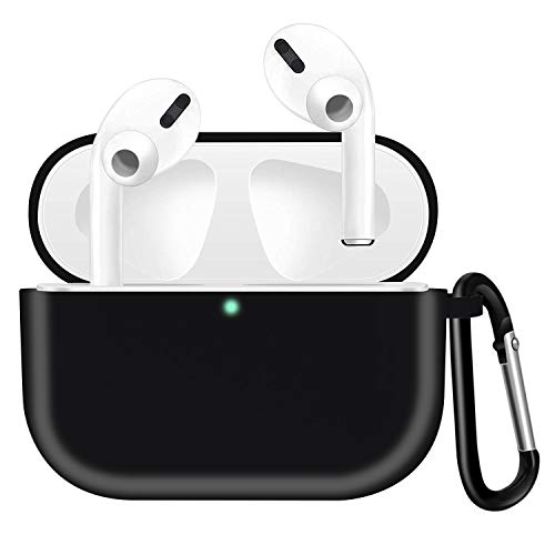 Oihxse Funda compatible con AirPods Pro Cover, AirPods Case Protective de silicona líquida antigolpes Antideslizante Funda AirPods Pro Bello Ultrafina Original LED Frontal Visible (Negro)