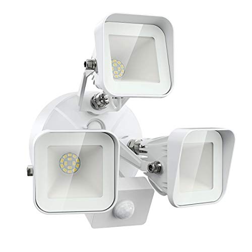Olafus 50W Foco LED con Sensor de Movimiento Triple Cabezas 5000LM, Proyector LED Exterior IP65 Super Brillante 5000K Blanco Frío, Foco LED Detector Angulo Ajustable, Util para Esquinas, Aleros Olafus 50W Foco LED con Sensor de Movimiento Triple Cabezas 5000LM, Proyector LED Exterior IP65 Super Brillante 5000K Blanco Frío, Foco LED Detector Angulo Ajustable, Util para Esquinas, Aleros