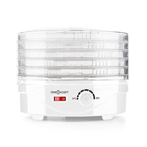 Oneconcept Bonsai Deshidratador Secador Blanco (250W, 4 bandejas, para Verduras, Frutas, Hierbas, Hongos, bandejas de Secado Lavables, distribución Uniforme de Aire) Oneconcept Bonsai Deshidratador Secador Blanco (250W, 4 bandejas, para Verduras, Frutas, Hierbas, Hongos, bandejas de Secado Lavables, distribución Uniforme de Aire)