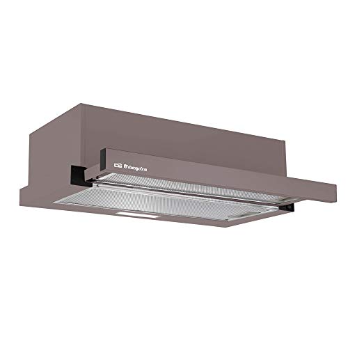 Orbegozo TL 07160 MA - Campana extractora telescópica 60cm, capacidad de extracción 308,2 m3/h, 3 niveles de potencia, 2 filtros de aluminio desmontables, iluminación LED