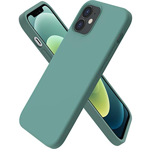 ORNARTO Funda Silicone Case Compatible con iPhone 12 6,1", iPhone 12 Pro Protección de Cuerpo Completo,Carcasa de Silicona Líquida Suave Case para iPhone 12/12 Pro (2020) 6,1 Verde Pino