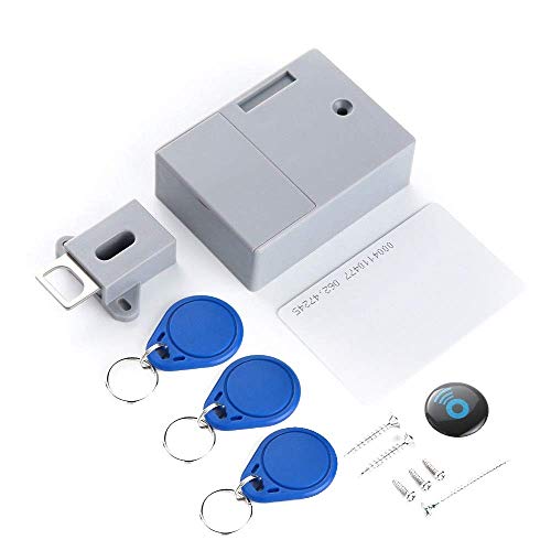 OWSOO Cerradura Inteligente, RFID, Sensor de Tarjeta IC, sin Agujero Perforado, Cerradura Invisible para Cajón, Armario