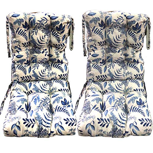Pack 2 Cojines de Silla con Respaldo para Jardin. Conjunto de 2 Cojines para sillones de Interior y Exterior Cómodo. Cojines para sillas con Respaldo,Cojines, mecedoras terraza. (Ramas Azules) Pack 2 Cojines de Silla con Respaldo para Jardin. Conjunto de 2 Cojines para sillones de Interior y Exterior Cómodo. Cojines para sillas con Respaldo,Cojines, mecedoras terraza. (Ramas Azules)