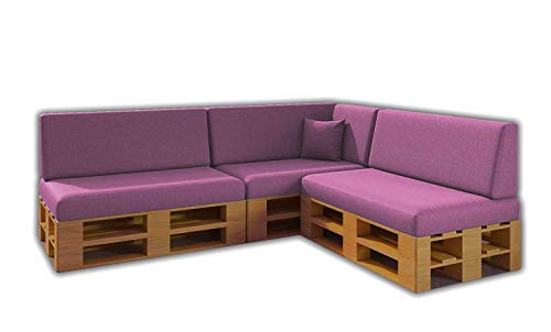 Pack Ahorro Conjunto 8 Cojines para Sofa de palets / europalet 3 Asientos + 3 Respaldos + Rinconera + Cojin | Desenfundable | Interior y Exterior | Color Rosa | Espuma de Alta Densidad.
