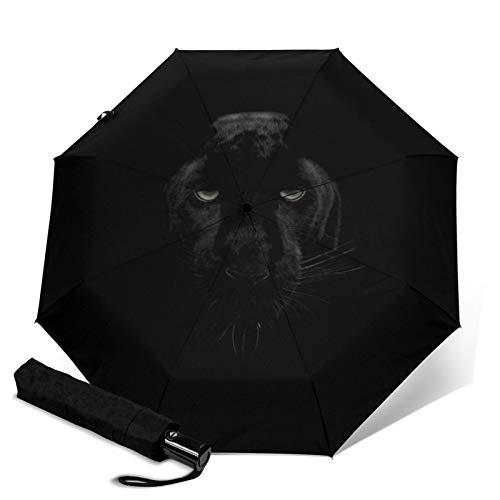 Panther Big Cat,paraguas de viaje de apertura automática, compacto, plegable, protección contra el sol y la lluvia, resistente al viento, paraguas portátil para niños, mujeres, hombres