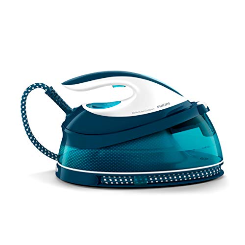 Philips GC7844/20 - Centro de planchado sin quemaduras ni necesidad de realizar ajustes de la temperatura, 6.5 bares, golpe de vapor 400 g, autoapagado, tamaño Compacto, suela especial, color azul Philips GC7844/20 - Centro de planchado sin quemaduras ni necesidad de realizar ajustes de la temperatura, 6.5 bares, golpe de vapor 400 g, autoapagado, tamaño Compacto, suela especial, color azul