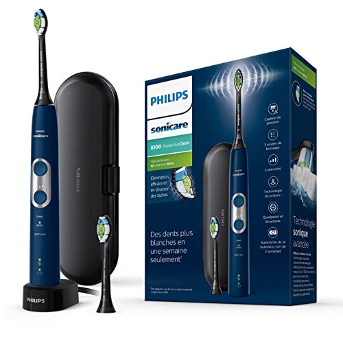Philips Sonicare ProtectiveClean 6100 HX6871/47 - Cepillo de dientes eléctrico con sensor de presión, 3 modos de limpieza, 3 intensidades, tecnología BrushSync y estuche