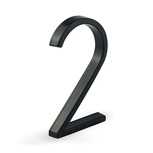 Placa de número de casa Hasware de 12,7 cm de tamaño moderno para puerta de calle o casa, números de dirección de metal, color negro (2)