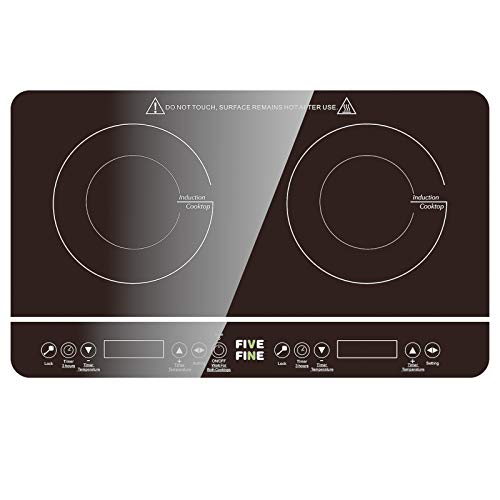 Placa Inducción de 2 Placas, Control Táctil de Cocina de Inducción, Superficie de Cristal, Control Táctil, 10 niveles de Potencia, 3-hourTemporizador, para Sartenes hasta 12-26cm, 3500 W