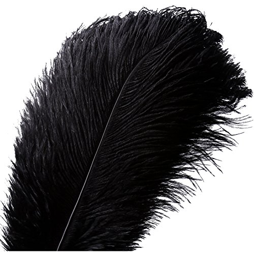 Pluma de la pluma de la avestruz natural 10pcs pluma de 16-18inch (los 40-45cm) para los centros de mesa de la boda decoración del hogar (Negro)
