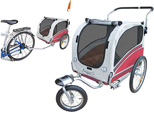 Polironeshop Argo - Remolque y carrito para bicicleta para el transporte de perros, rojo, Medium