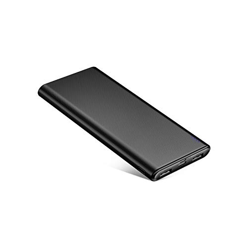 Power Bank 10000mAh Cargador Portátil Ultra-Delgada Batería Externa Móviles con USB C & Micro Entradas y 2 USB Salidas para Xiaomi Redmi Samsung Huawei y Más Teléfono Inteligente