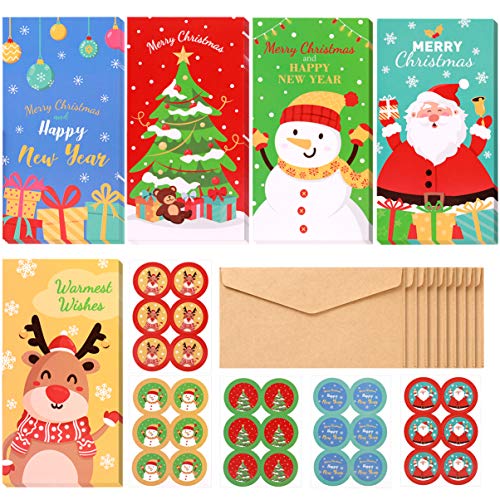 PRETYZOOM 30 tarjetas de Navidad con soportes para billetes con sobres - Tarjetas de felicitación para carteras de dinero de Navidad - Regalos de fiesta de Navidad