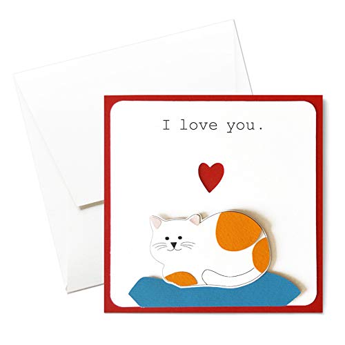 PurrPet in love - amor - fiesta de enamorados - enamorado - tarjeta de felicitación y sobres (formato 14 x 14 cm) - vacío por dentro, ideal para su mensaje personal - totalmente artesanal.