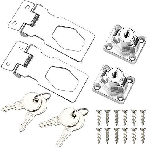 Queta Cerraduras para Armarios, 3 Pulgadas Cerradura de Cerrojo de Cajones con Llave Candado para Muebles con Hebilla Pestillo de Metal Universal para Puerta Buzón Casillero, 2 Juegos Queta Cerraduras para Armarios, 3 Pulgadas Cerradura de Cerrojo de Cajones con Llave Candado para Muebles con Hebilla Pestillo de Metal Universal para Puerta Buzón Casillero, 2 Juegos