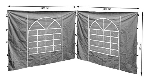 QUICK STAR 2 Paneles Laterales con Ventana de PE 300x195cm Gris para Gazebo Sahara 3x3m