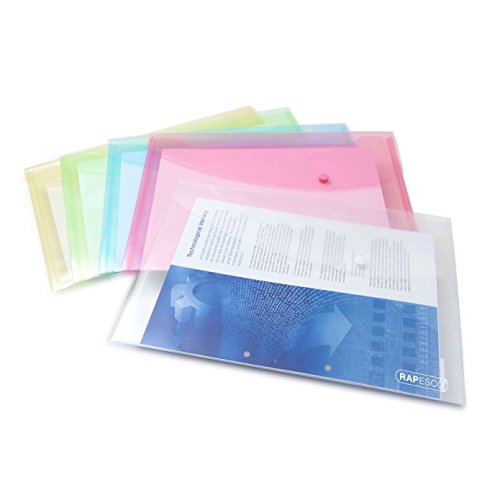 Rapesco Documentos - Carpeta portafolios A4+ horizontal, en varios colores pastel, 5 unidades, polipropileno