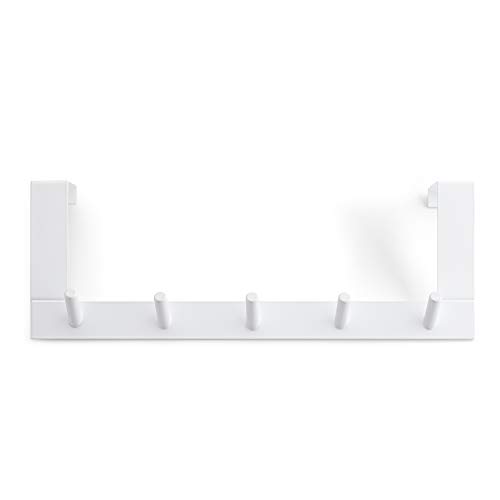Rayen Colgador para Puertas 5 Ganchos, Acero Pintado, Blanco, 36x12,5x4 cm Rayen Colgador para Puertas 5 Ganchos, Acero Pintado, Blanco, 36x12,5x4 cm