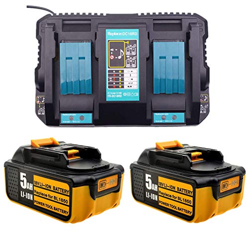 Reemplace la batería de iones de litio Makita BL1850 18V 5000mAh y el cargador dual rápido DC18RD 4A para Makita DMR110 DUR181Z DHP482Z batería de litio inalámbrica y cargador