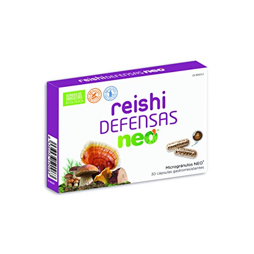 REISHI NEO | Defensas Complemento Alimenticio 30 Cápsulas | Hongos de Agricultura Ecológica, Certificado Halal, Kosher | Para Aumentar las Defensas | Apto para Vegetarianos | Tomar 1 o 2 al día