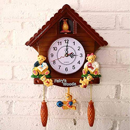 Reloj de cuco de madera, tradicional estilo chalet cantando cardenal mesa sonido de pared reloj de cuco 3D decoración del hogar arte creativo cuarzo relojes de pájaro