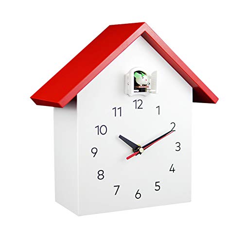 Reloj de cuco moderno con péndulo, diseño simple, silencioso, no hace tictac, estilo chalet, reloj decro para casa, sala de estar, cocina, oficina (rojo) Reloj de cuco moderno con péndulo, diseño simple, silencioso, no hace tictac, estilo chalet, reloj decro para casa, sala de estar, cocina, oficina (rojo)