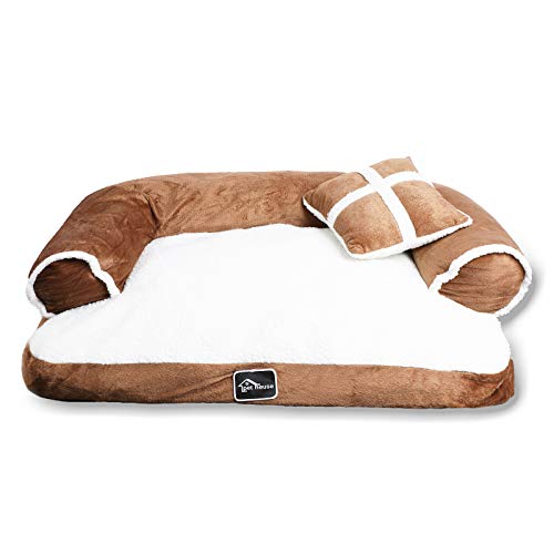 RFAIKA Camas para Perros Gatos Grande - Plush Caseta Perro es Suave y No se Colapsa Puede Proteger la Columna Vertebral de tu Mascota y Hacer Que tu Mascota Duerma más Cómoda, Viene con una Almohada