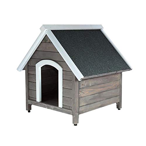 RM E-Commerce Caseta de perro para exterior, jardín, casa para perros de madera con tejado puntiagudo, cabaña de madera para perros pequeños y medianos, 80 x 88,5 x 81 cm