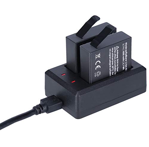 Rollei - Set de batería para cámara de acción 8s y 9s Plus I (Cargador USB con 2 baterías adicionales, 2 x 1000 mAh), Color Negro