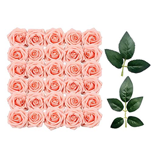 Rosas Artificiales - 50 Pcs Flores Espuma Rosa con 10 Hojas Verdes, Flor Artificial para Decoración de Bodas, Ramilletes, Fiestas, Manualidades, Baby Shower, Centro de Mesa Decoración Arreglo Floral Rosas Artificiales - 50 Pcs Flores Espuma Rosa con 10 Hojas Verdes, Flor Artificial para Decoración de Bodas, Ramilletes, Fiestas, Manualidades, Baby Shower, Centro de Mesa Decoración Arreglo Floral