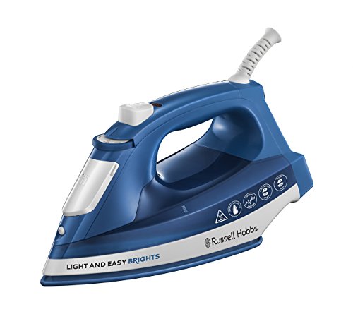 Russell Hobbs Light & Easy Brights - Plancha de Ropa de Vapor (2400W, Suela de Cerámica Coloreada, Azul) -ref. 24830-56