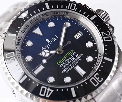 SDFASD Relojes De Lujo A Estrenar para Hombres, Acero Inoxidable, Gradiente Mecánico Automático, Azul, Zafiro, Cistales, Bisel De Cerámica, Pesado, 44 ​​Mm, Negro, Azul