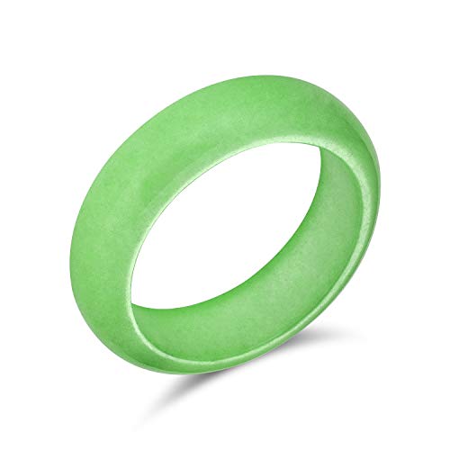 Simple sólido domo piedra preciosa eternidad apilable teñido verde jade banda anillo para las mujeres para adolescente agosto piedra de nacimiento