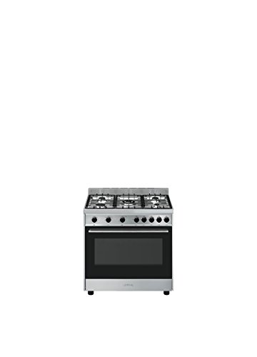 Smeg B90GMXI9 - Cocina (Cocina independiente, Negro, Acero inoxidable, Giratorio, Frente, Encimera de gas, Gas natural)