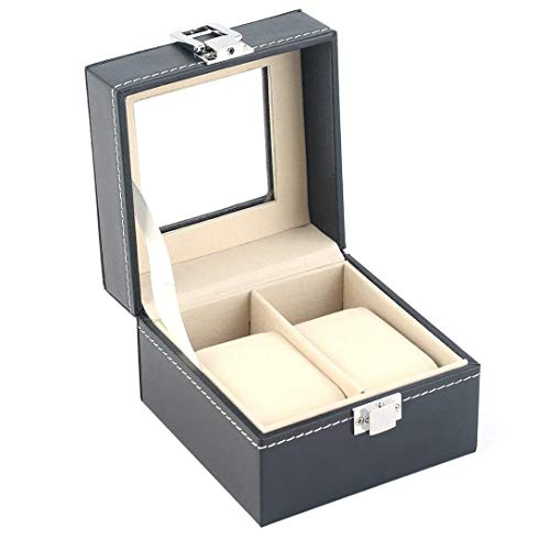 SMEJS Reloj de la caja del sostenedor 2 Rejilla PU Relojes exhibición de la joyería cajas de almacenamiento caso decoración de la joyería transparente ventana joyería caja de presentación Hombres o Mu SMEJS Reloj de la caja del sostenedor 2 Rejilla PU Relojes exhibición de la joyería cajas de almacenamiento caso decoración de la joyería transparente ventana joyería caja de presentación Hombres o Mu