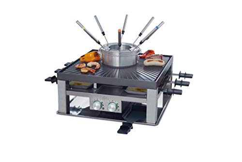 Solis Combi Grill 3 en 1 - Parilla, foundue y raclette - Set cocina gourmet - Apto para hasta 8 personas - 1200W - 1,3l