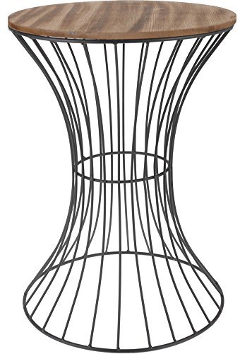 Spetebo - Mesa auxiliar decorativa, de metal con tablero de madera, mesa ornamental con estructura de metal curvado, Negro , 49 cm x 35 cm Spetebo - Mesa auxiliar decorativa, de metal con tablero de madera, mesa ornamental con estructura de metal curvado, Negro , 49 cm x 35 cm