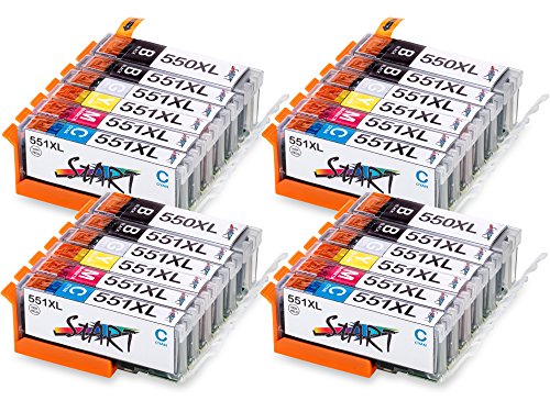 Start - 24 Cartuchos de Tinta Compatible con PGI-550XL CLI-551XL Alta Capacidad con Canon PIXMA IP 8750, MG6350, MG7150, MG7550 (4 Grande Negro,4 Chico Negro, 4 Cian, 4 Magenta, 4 Amarillo, 4 Gris)