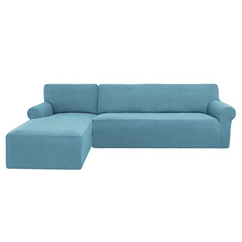 subrtex Funda Sofa Chaise Longue Brazo Izquierdo Elastica Protector para Sofa Chaise Longue Antimanchas Ajustable(Azul Claro)