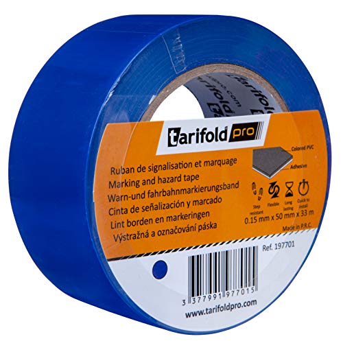 Tarifold 1 Cinta Adhesiva Suelo, Señalización, Seguridad, color Azul-Rollo 50mm x 33m, 50 mm x 33 M