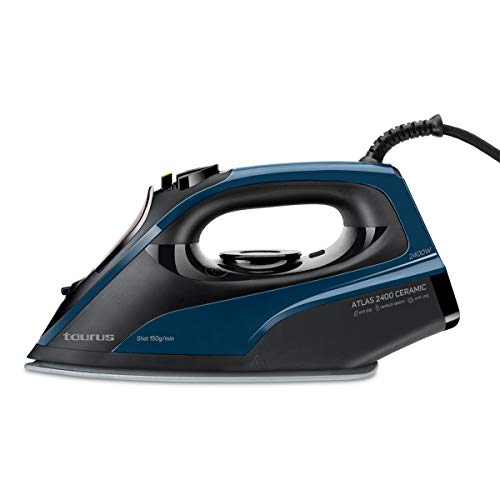 Taurus 918687000 Atlas 2400 Plancha de Vapor con Modo Eco, Elimina Virus y bacterias, Suela cerámica ultradeslizante, 150g/min, Sistema Cal, Auto-Limpieza y Anti-Goteo, Plástico Taurus 918687000 Atlas 2400 Plancha de Vapor con Modo Eco, Elimina Virus y bacterias, Suela cerámica ultradeslizante, 150g/min, Sistema Cal, Auto-Limpieza y Anti-Goteo, Plástico
