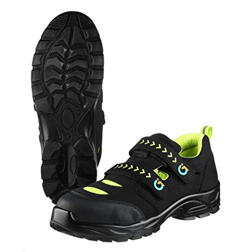 TMG® - Zapatos de trabajo antideslizantes para hombre S1P, cierre de velcro, talla 38-47, zapatos de seguridad para hombres con puntera de composite, clase de protección S1P, color Verde, talla 40 EU